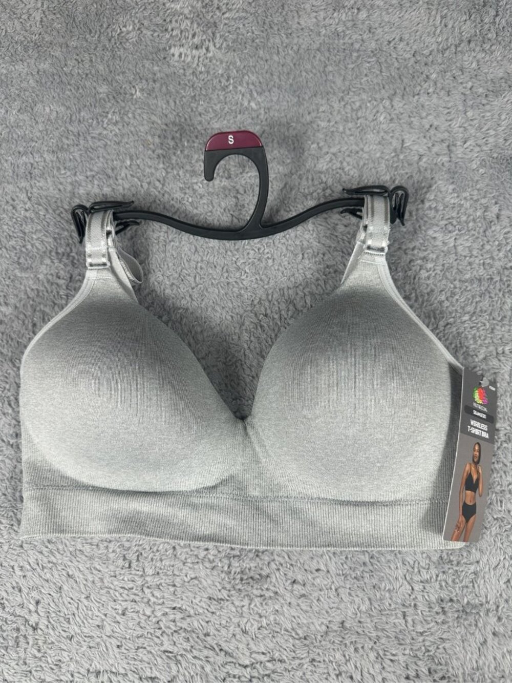 Fruit of the Loom Womens Seamless Wireless T-Shirt Bra Gray Size Small